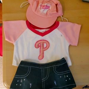 Build A Bear Pink Phillies Shirt, Jeans, and Hat